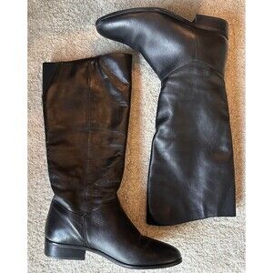 Hunt Club Black Leather Knee-High Boots Women’s 7M Low Heel Classic